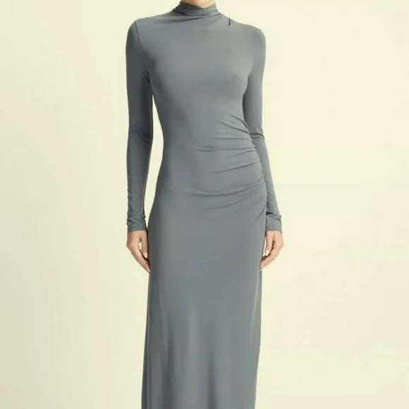 wedding guest long dresses with sleeves Shiny Chiffon Wholesale Wedding Guest Dresses Leaf with Long Sleeve